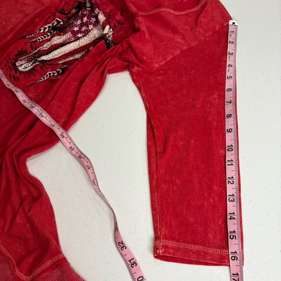Liberty Wear Tunic Embellished Steer USA Sturgis Red Asymmetrical Women’s Size L - Picture 8 of 13